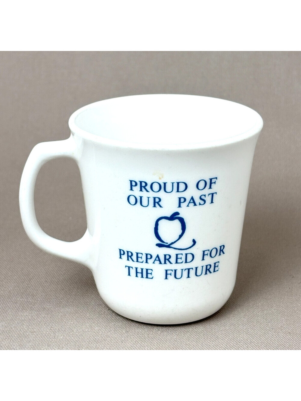 Vintage Corning Glass Mug Charleroi Suprema Dedication 1990 White Milk Glass